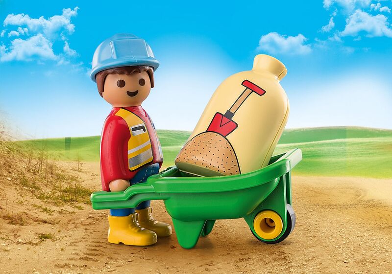 Playmobil 1.2.3 - obrero con carretilla