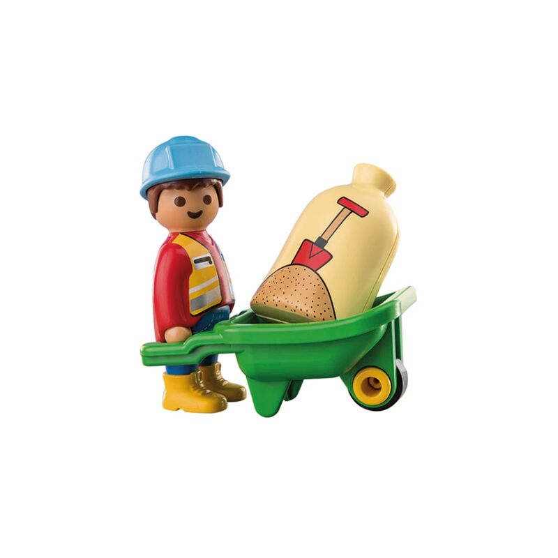 Playmobil 1.2.3 - obrero con carretilla