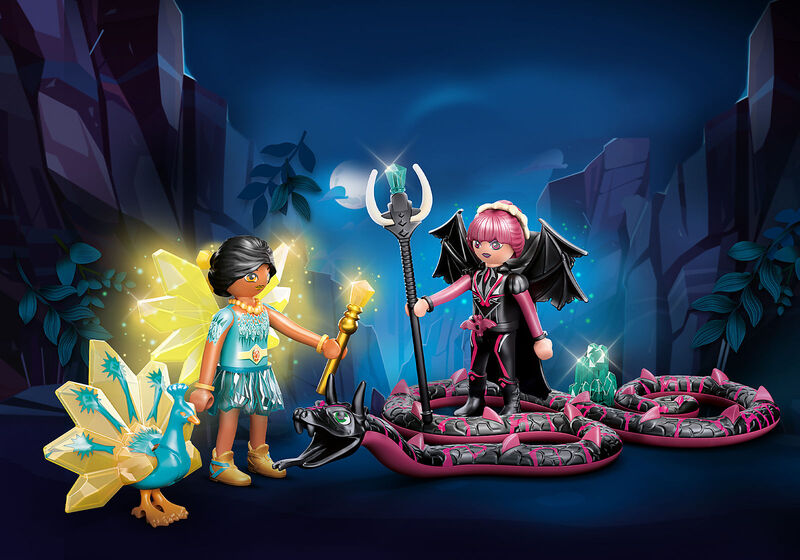 Playmobil Ayuma 70803 Hada Cristal y Hada Murciélago con animales del alma
