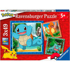 Ravensburger puzle - pokémon: charmander, bulbasaur y squirtle 3x49 piezas