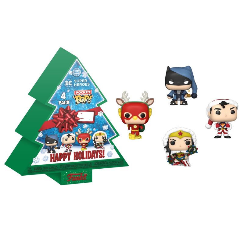 Funko Pocket Pop! DC Holiday - 4 Pack minifigures - Tree Box