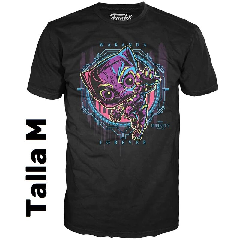 Funko pop! black panther (black light) exclusivo + camiseta talla m black panther