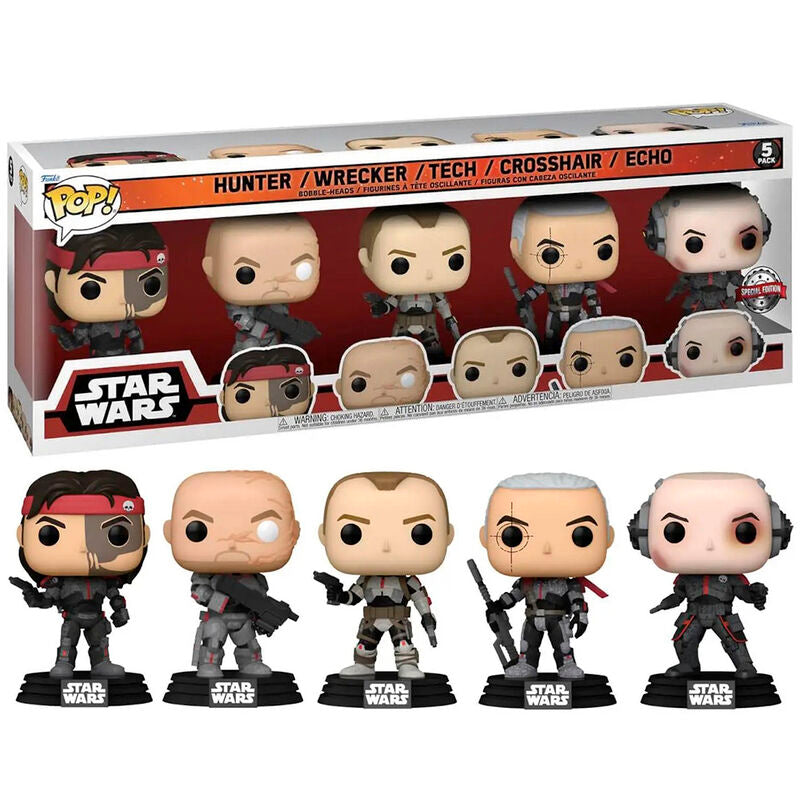 Funko Pop! Star Wars: The Bad Batch - 5-Pack: Hunter, Wrecker, Tech, Crosshair and Echo Exclusive