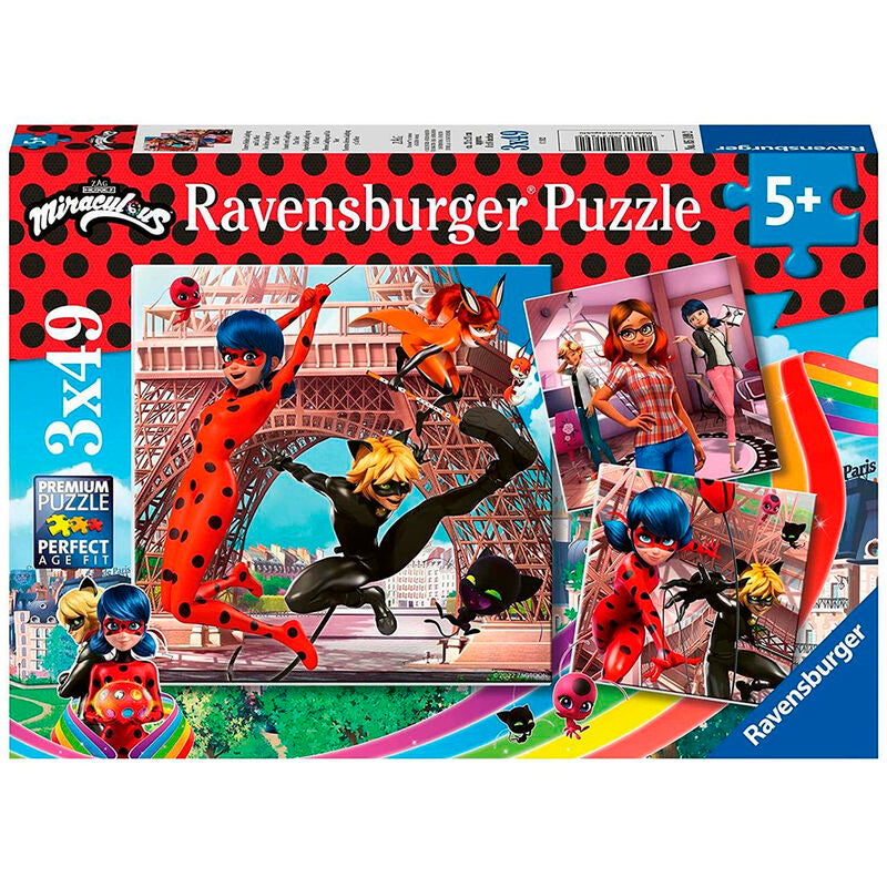 Ravensburger puzle - miraculous ladybug 3x49 piezas