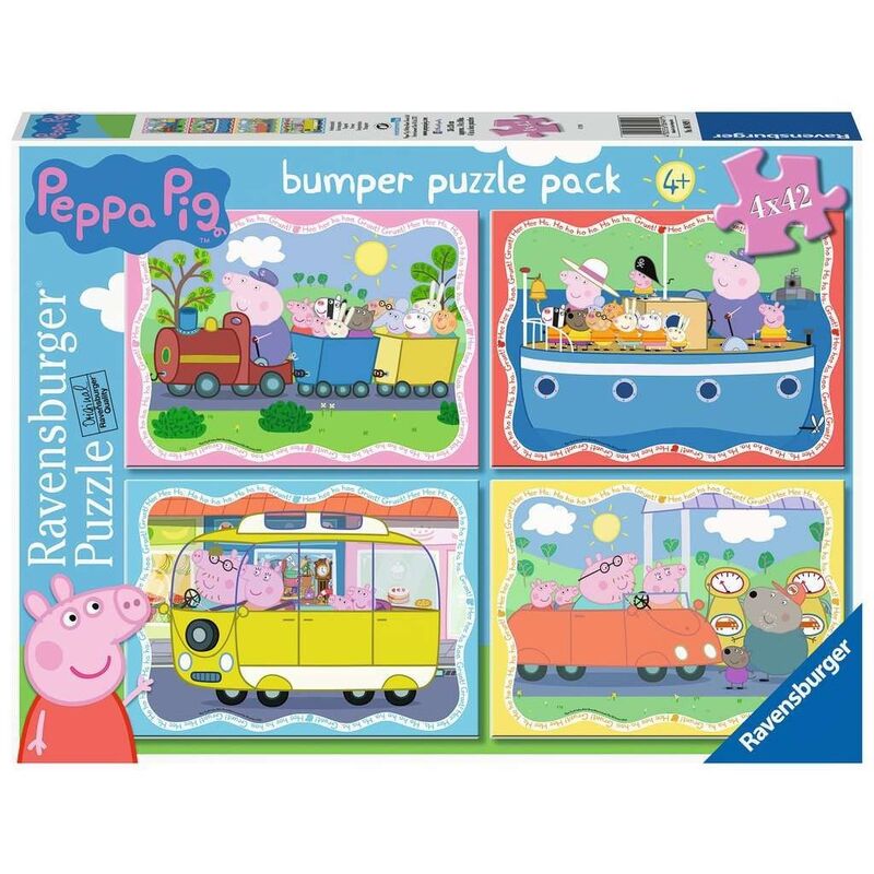 Ravensburger puzle - peppa pig transportes 4x42 piezas