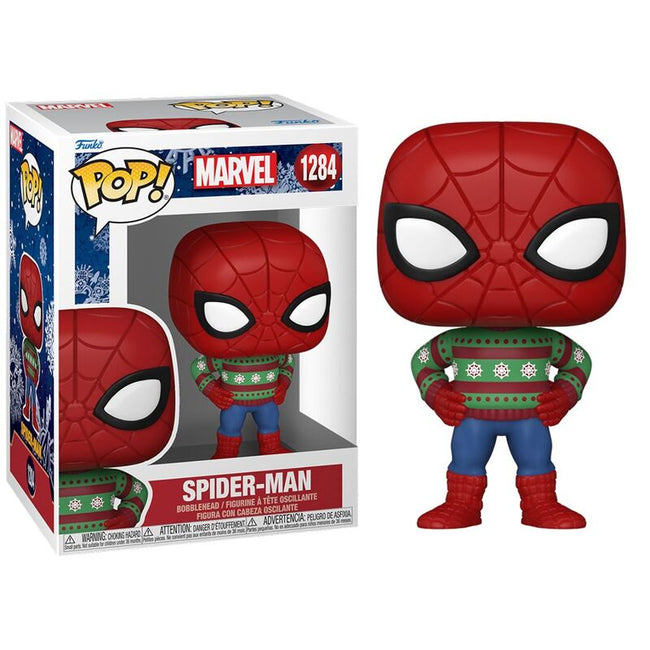 Funko Pop! Marvel Holiday - Spiderman con Jersey Hover Image