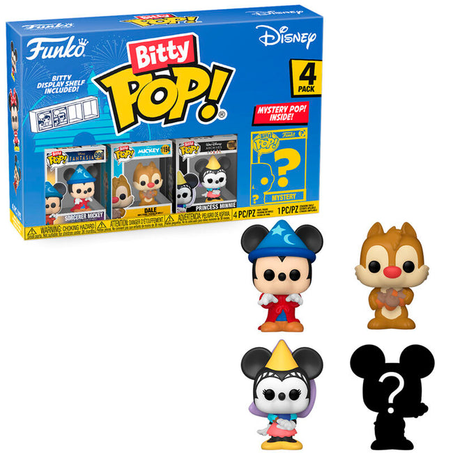 Funko bitty pop! mickey y sus amigos - mickey hechicero, chop, princesa minnie y ? Hover Image
