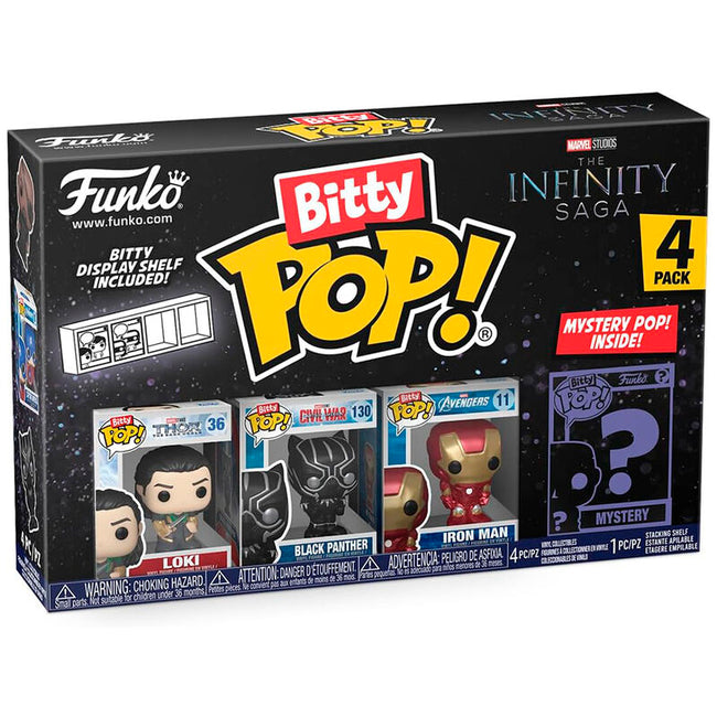 Funko Bitty Pop! La Saga del Infinito - Loki, Black Panther, Iron Man y ? Hover Image