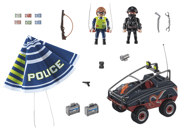 Playmobil Policía Paracaídas: persecución del vehículo anfibio