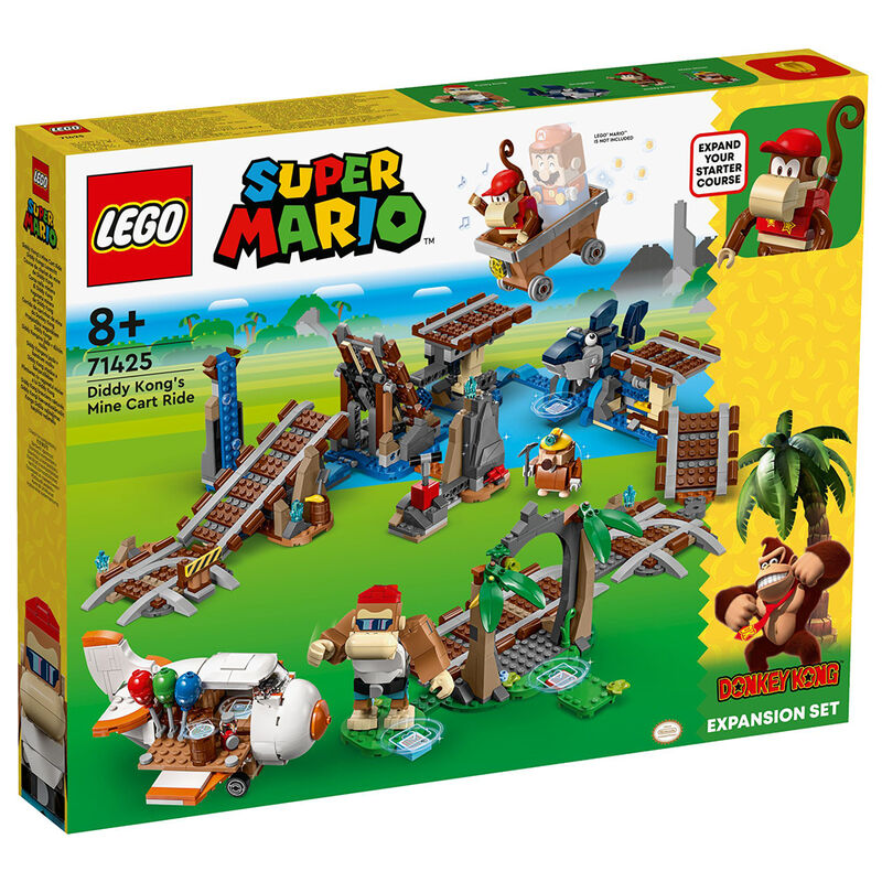 Lego super mario - set de expansión: vagoneta minera de diddy kong