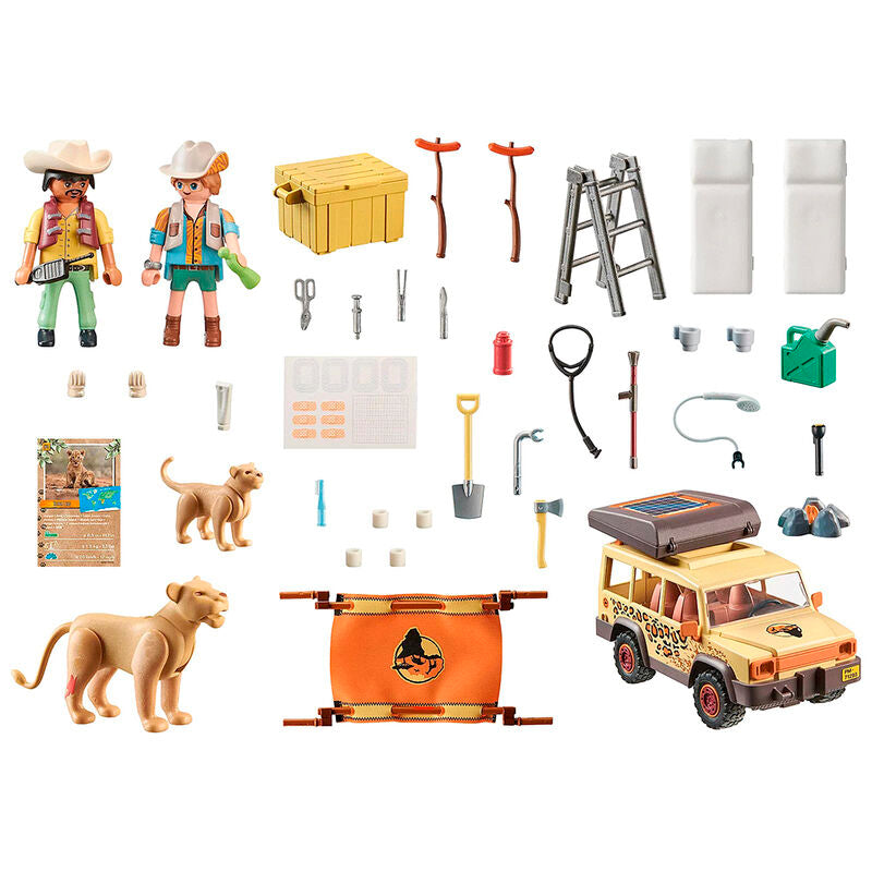 Playmobil wiltopia - vehículo todoterreno con leones