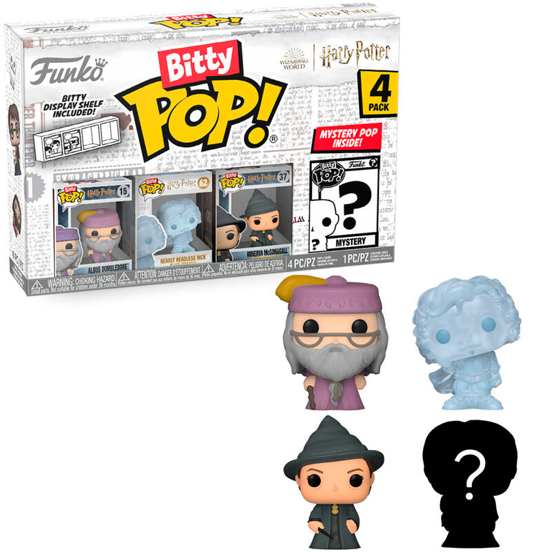 Funko Bitty Pop! Harry Potter - Albus Dumbledore, Nearly Headless Nick, Minerva McGonagall y ?