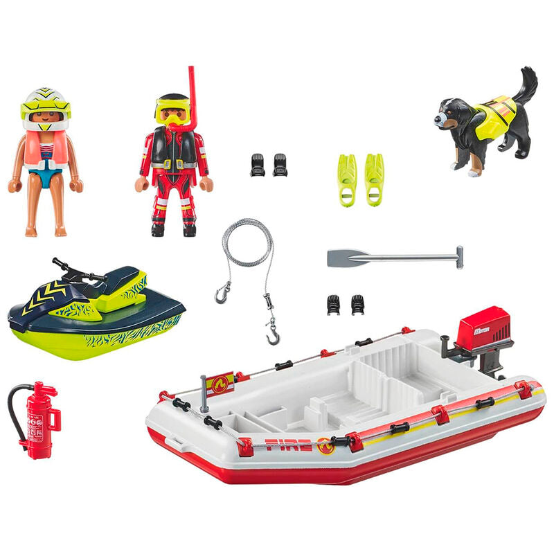 Playmobil - bote de bomberos con moto acuática