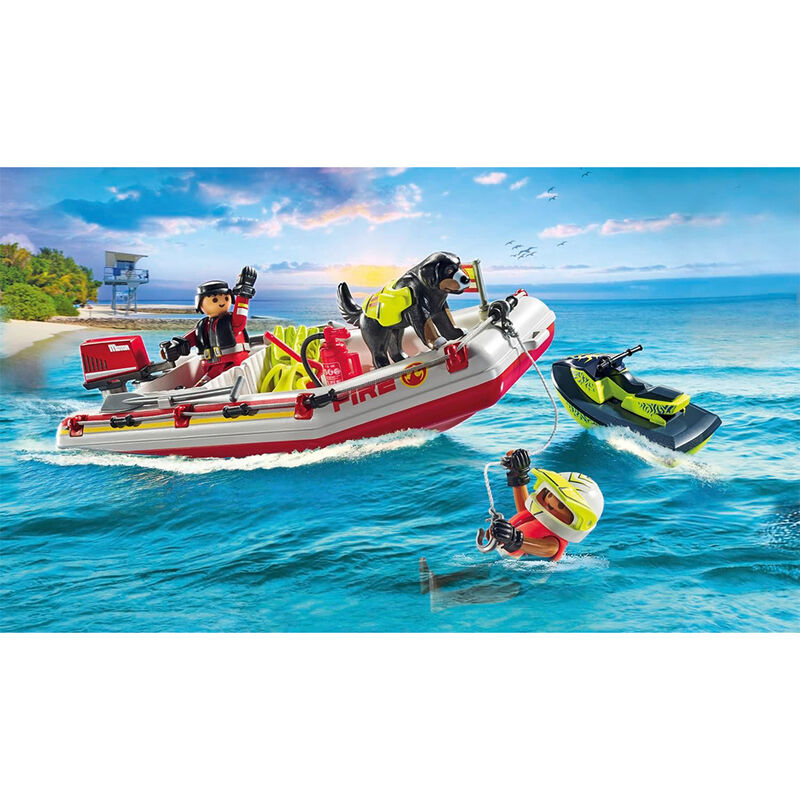 Playmobil - bote de bomberos con moto acuática