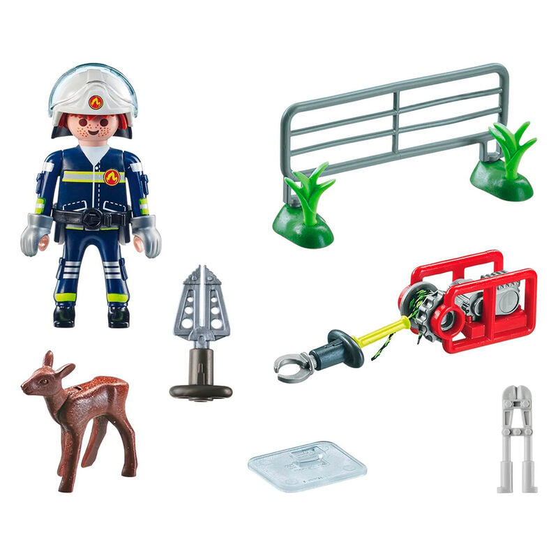 Playmobil - misión bomberos: rescate de animal