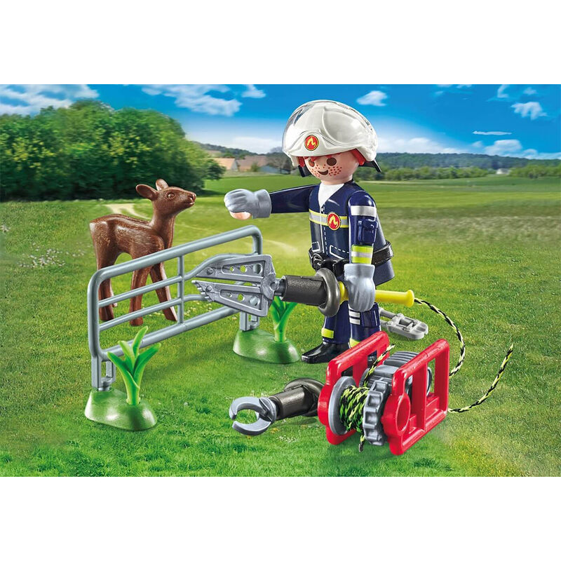 Playmobil - misión bomberos: rescate de animal