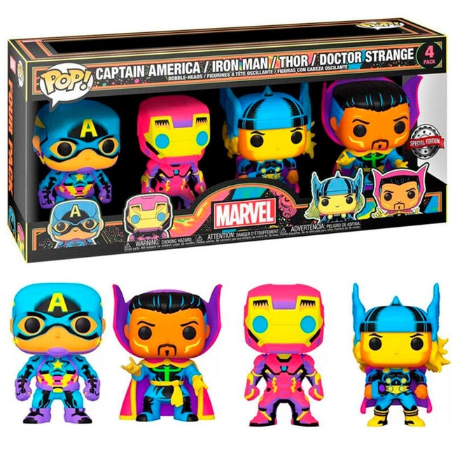 Funko pop! marvel - pack de 4 figuras blacklight exclusivo Hover Image