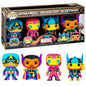 Funko pop! marvel - pack de 4 figuras blacklight exclusivo