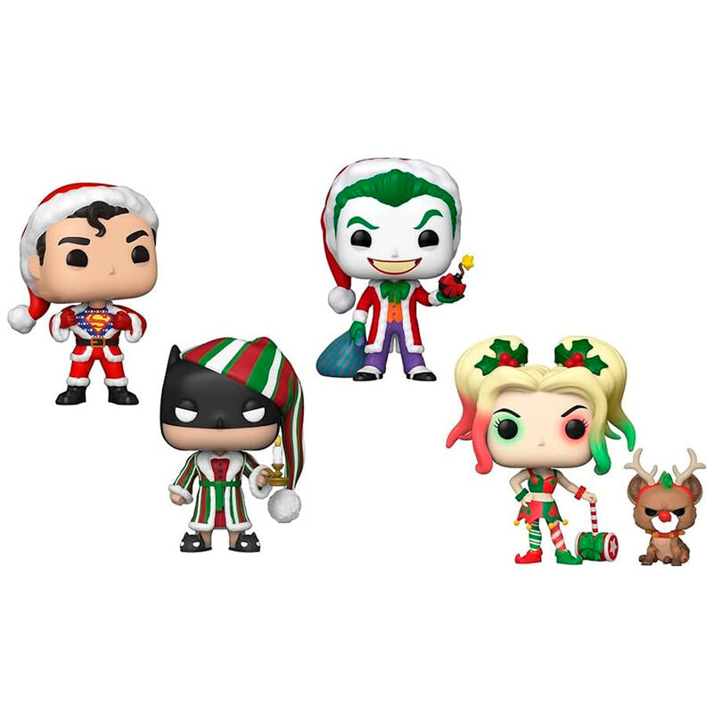 Funko pop! dc holiday - pack de 4 exclusivo