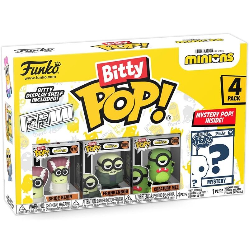 Funko bitty pop! minions - frankenbob, bride kevin, creature mel y ?