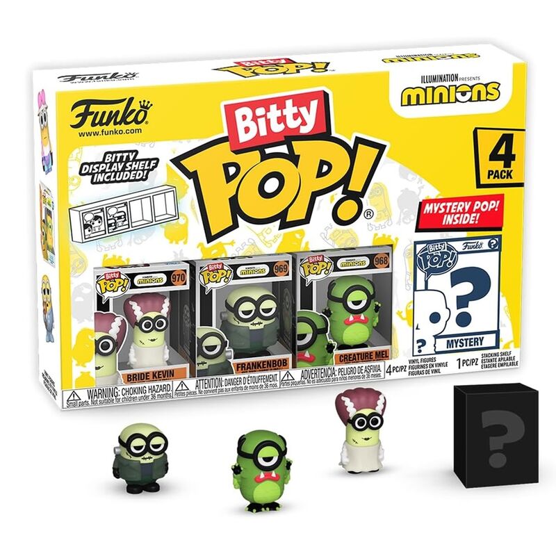 Funko bitty pop! minions - frankenbob, bride kevin, creature mel y ?
