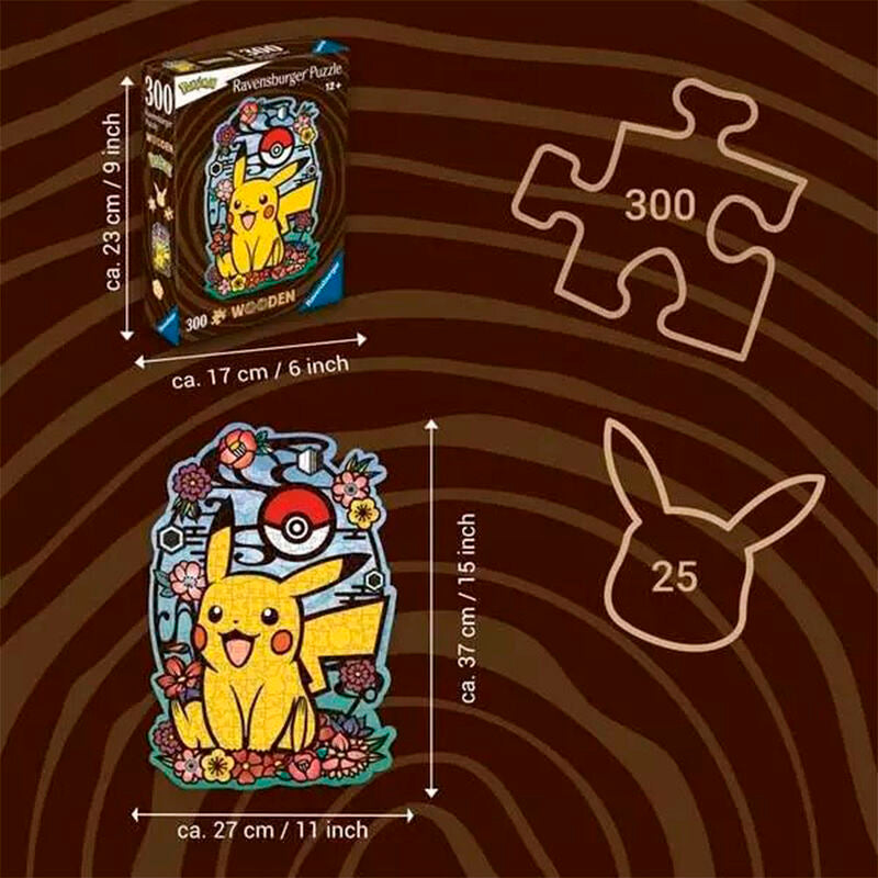 Ravensburger puzle - pokémon pikachu de madera 300 piezas