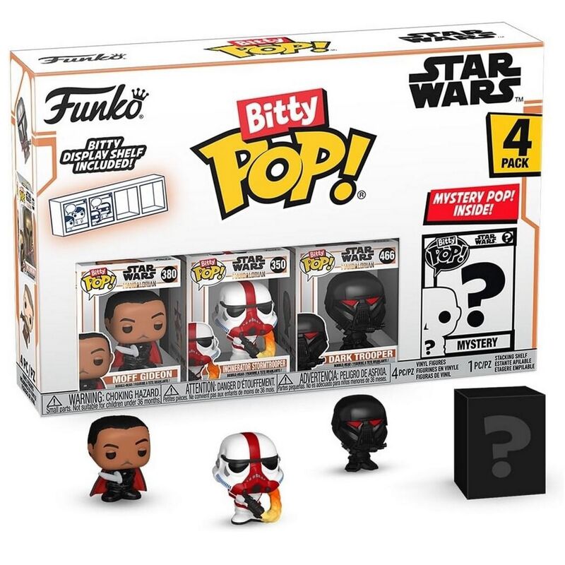 Funko bitty pop! star wars: the mandalorian ? moff gideon, incinerator storm trooper, dark trooper y ?