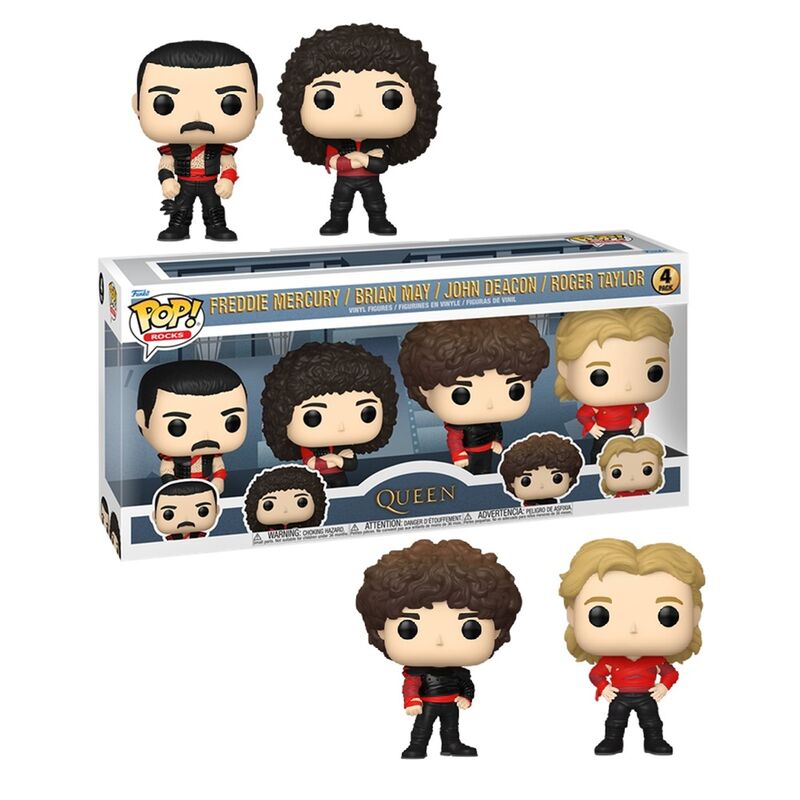 Funko pop! queen: radio gaga - pack de 4: freddie mercury, brian may, john deacon, roger taylor