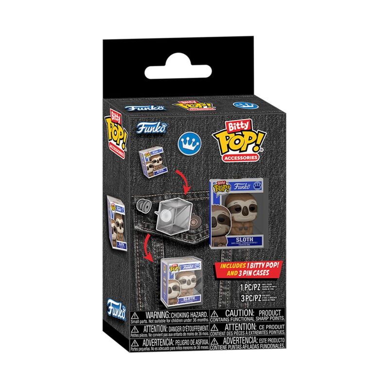Funko bitty pop! accesorios - pack de perezoso y 3 protectores de pin