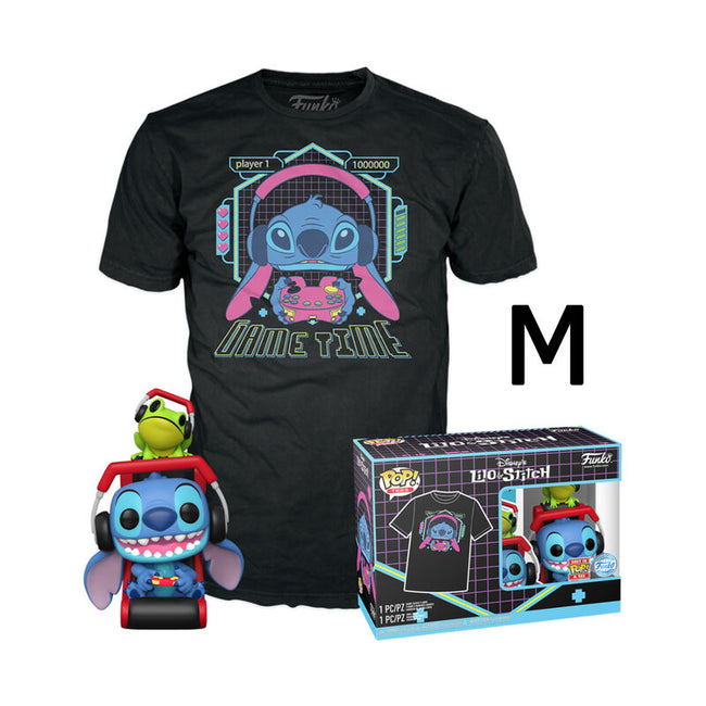 Funko pop! tees: lilo & stitch - stitch gamer con rana + camiseta talla m Hover Image
