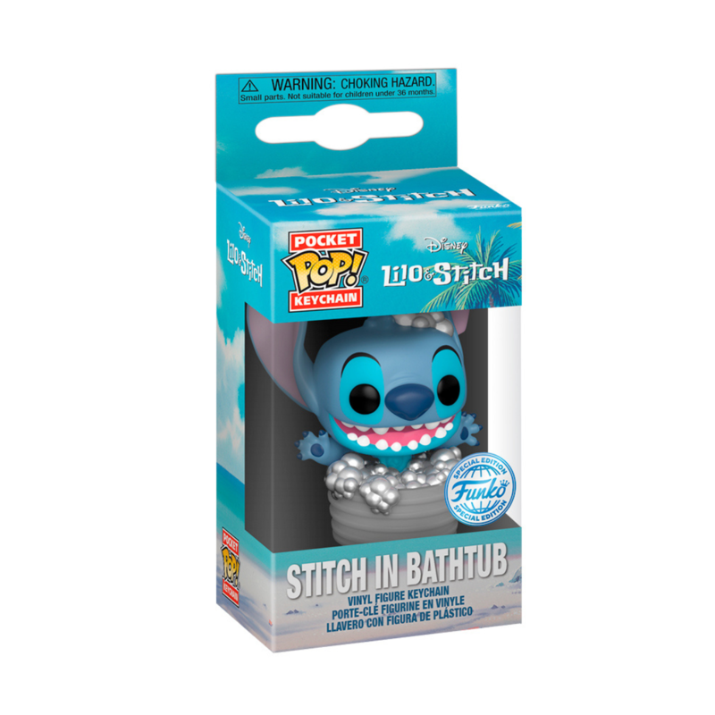 Funko pocket pop! keychain: lilo & stitch - stitch en la baera exclusivo