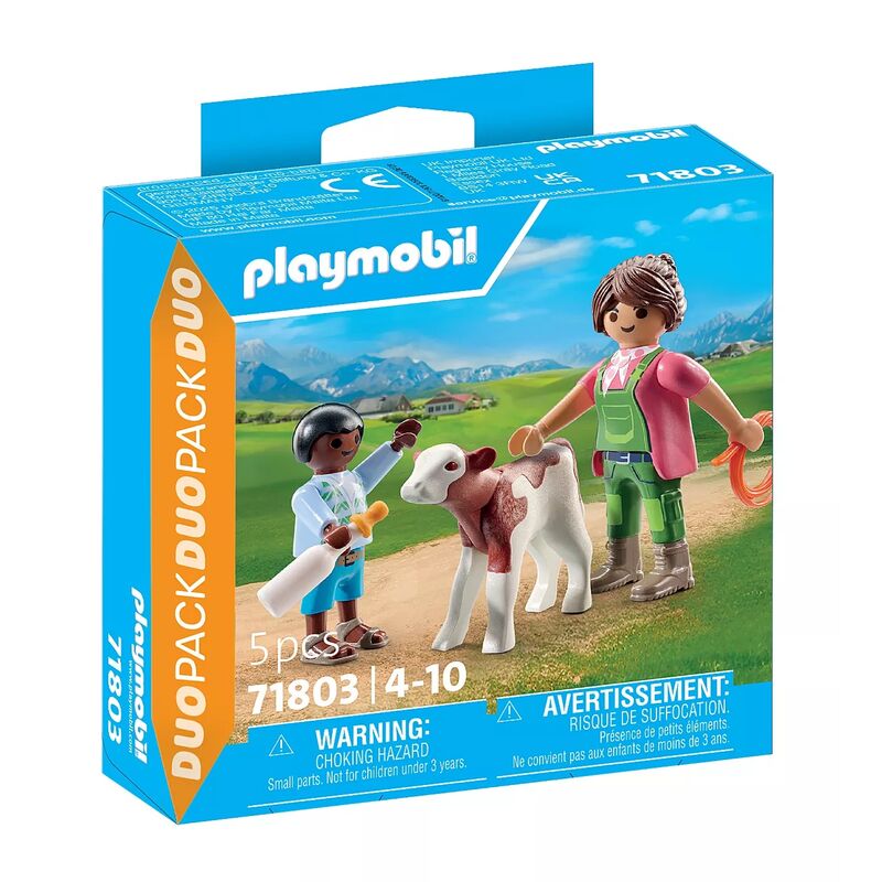 Playmobil duo pack - granjera con ternero