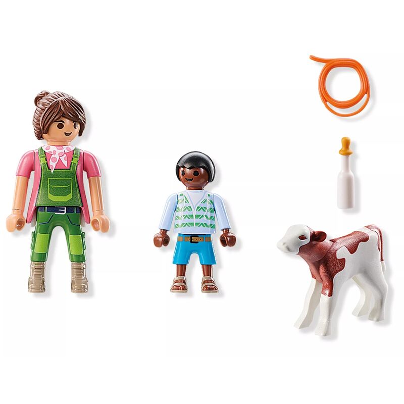 Playmobil duo pack - granjera con ternero