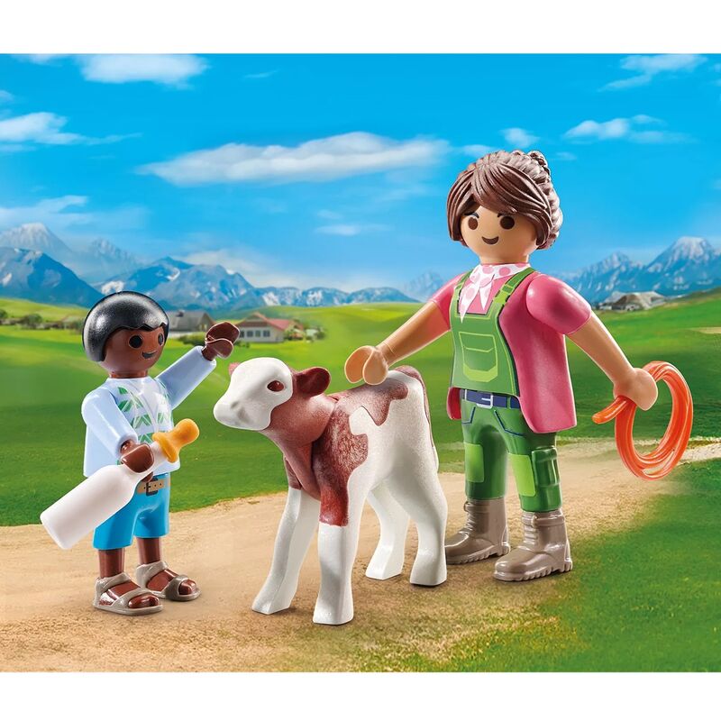 Playmobil duo pack - granjera con ternero