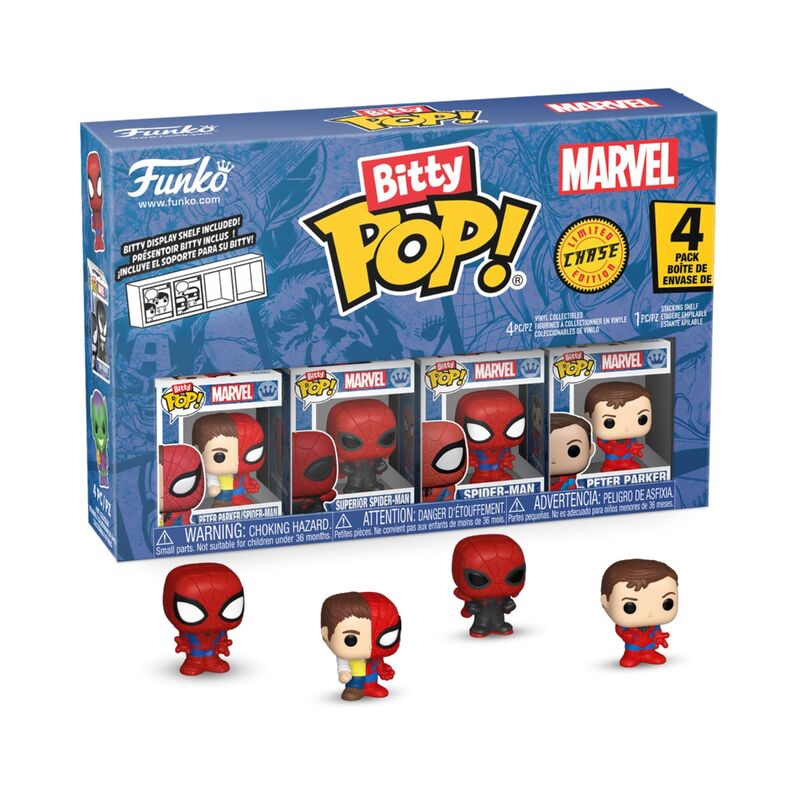 Funko bitty pop! marvel: spider-man - peter parker/spider-man, superior spider-man, spider-man (clásico), peter parker