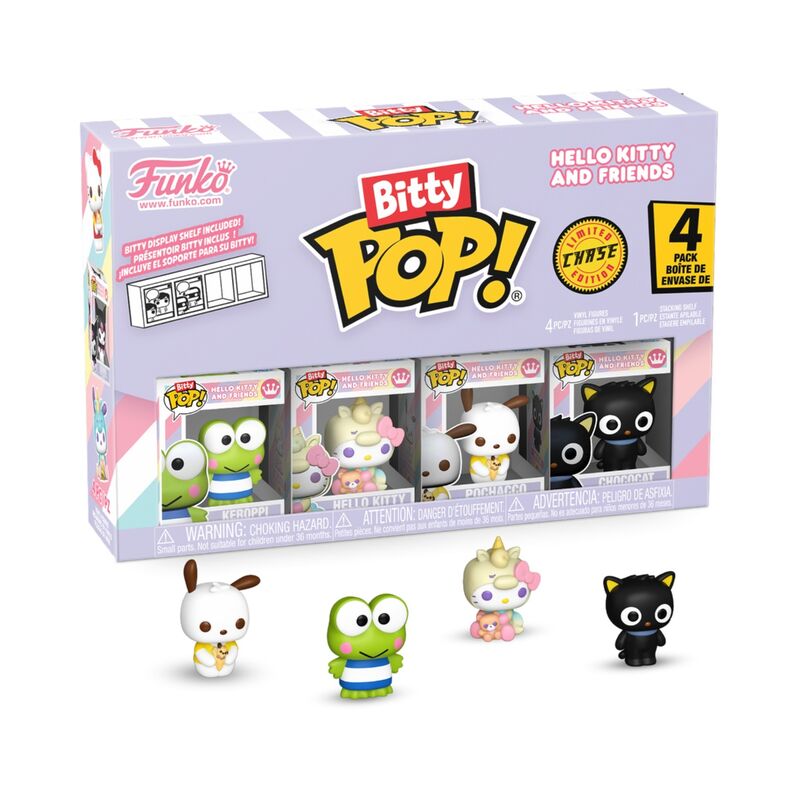 Funko bitty pop! sanrio: hello kitty - keroppi, hello kitty (pijama), pochacco, chococat