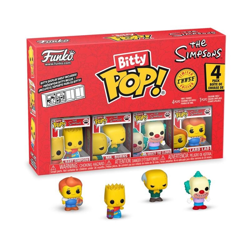 Funko bitty pop! los simpson - bart simpson, mr. burns, krusty el payaso, lard lad