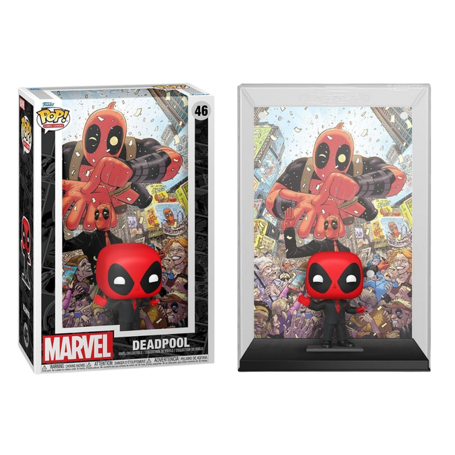 Funko pop! comic cover marvel: deadpool con traje negro Hover Image