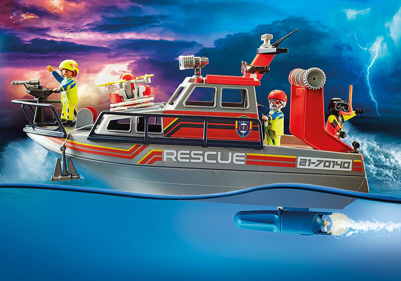 Playmobil - rescate marítimo: rescate de bomberos con barco