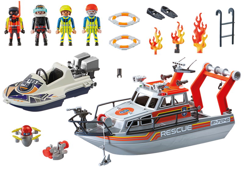 Playmobil - rescate marítimo: rescate de bomberos con barco