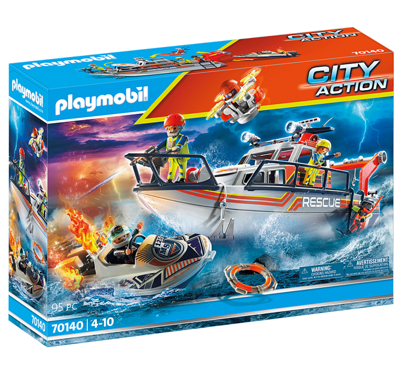 Playmobil - rescate marítimo: rescate de bomberos con barco