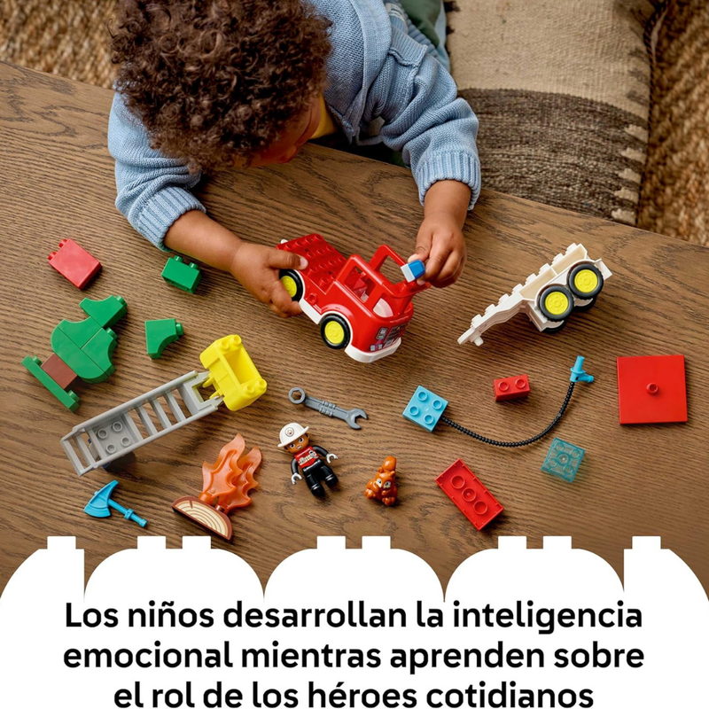 Lego duplo - camión de bomberos con manguera y bomberos