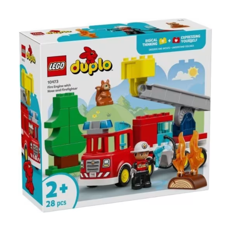 Lego duplo - camión de bomberos con manguera y bomberos