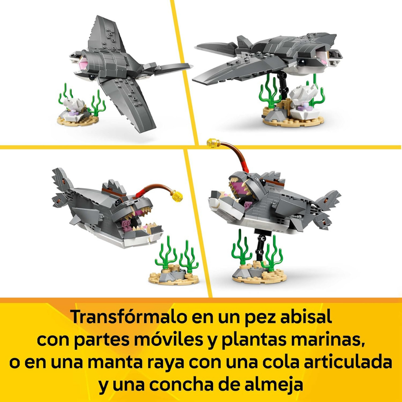 Lego creator 3en1 - feroz tiburón con cofre del tesoro