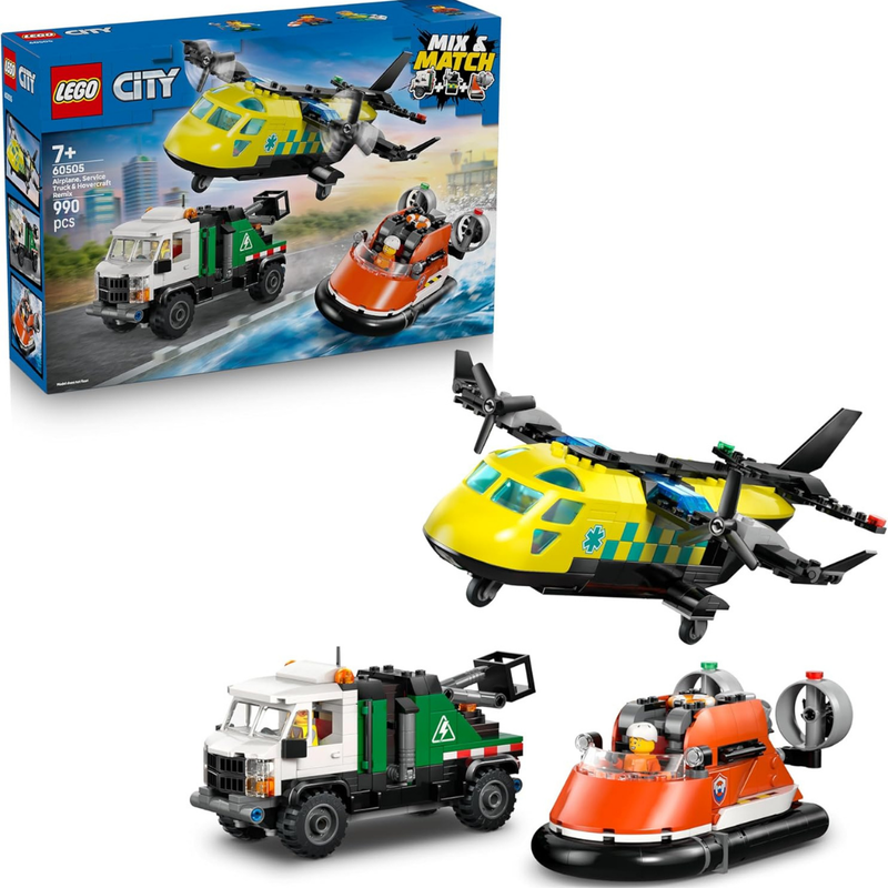 Lego city - remix: avión, camión técnico y aerodeslizador