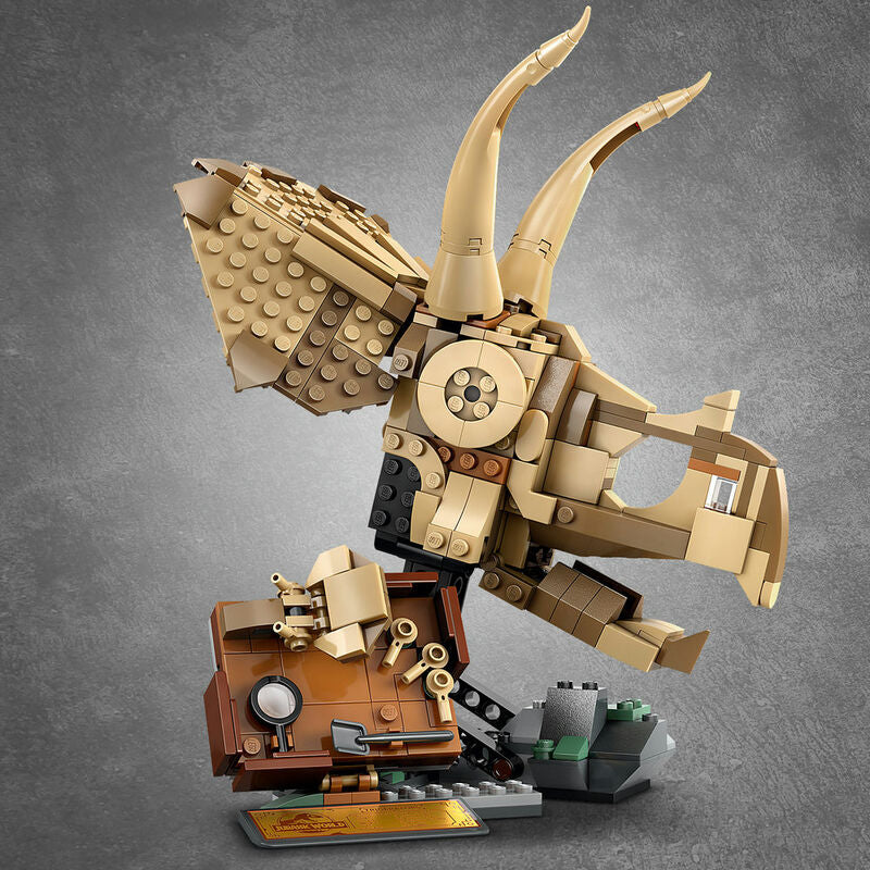 Lego jurassic world  fósiles de dinosaurio: cráneo de triceratops