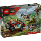 Lego jurassic world  huida en todoterreno y raptor al acecho