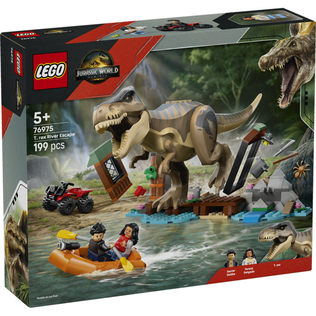 Lego jurassic world  huida por el río y t. rex a la caza Hover Image