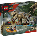 Lego jurassic world  huida por el río y t. rex a la caza