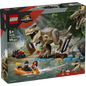 Lego jurassic world  huida por el río y t. rex a la caza